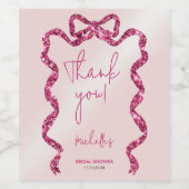 Sie bindet den knusprigen rosa Bogen, danke Weinetikett (Einzelnes Label)