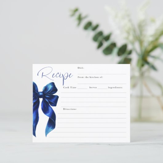 Sie bindet die Blue Bow Bridal Rezeptkarte des Kno (Stehend Vorderseite)