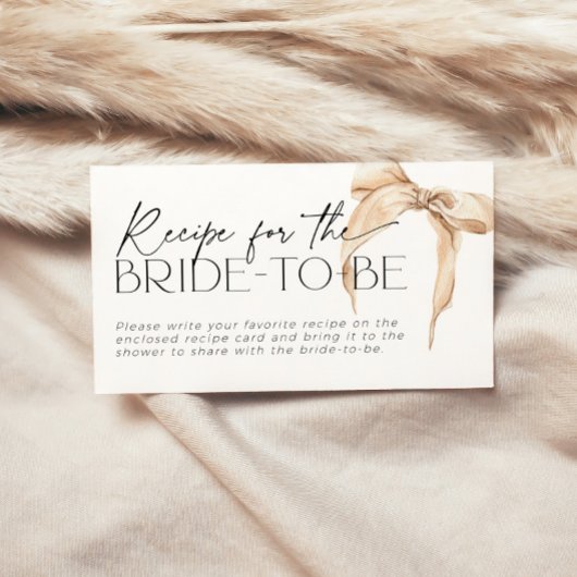 Sie bindet die Brut Bridal Bow Recipe Card Einladung