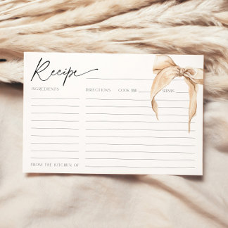 Sie bindet die Brut Bridal Bow Recipe Card Einladung