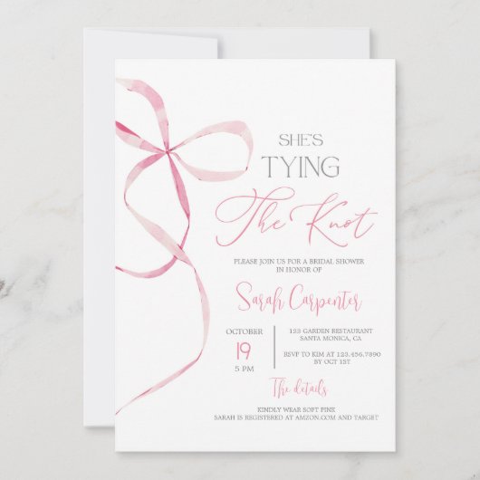 Sie bindet die Einladung zur Brautdusche von Knot  (Vorderseite)