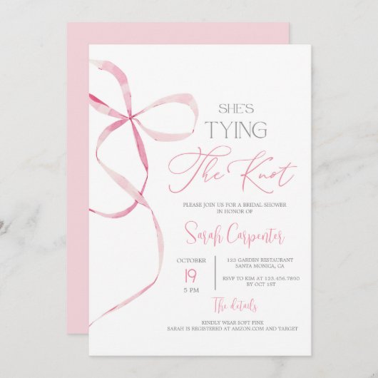 Sie bindet die Einladung zur Brautdusche von Knot (Vorne/Hinten)