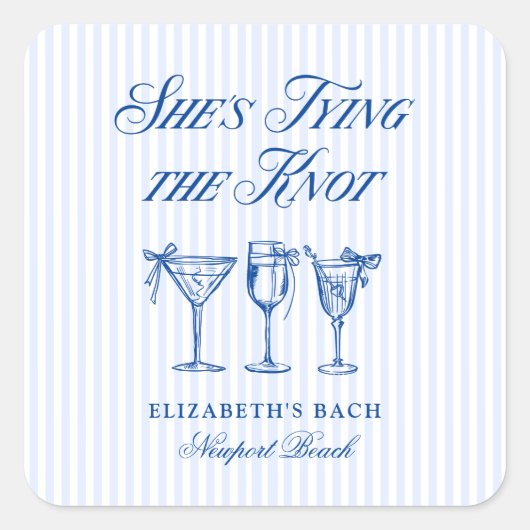 Sie bindet die elegante Hand der Knot-Küste. Quadratischer Aufkleber (Vorderseite)