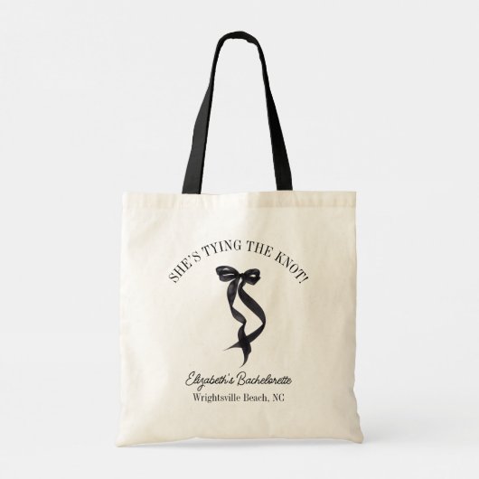 Sie bindet die Knot Black Bow Bachelorette Tragetasche (Rückseite)