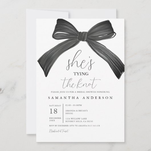Sie bindet die Knot Bridal-Dusche an die Einladung (Vorderseite)