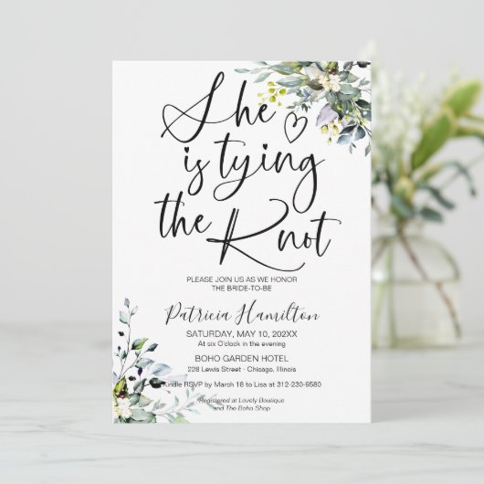 Sie bindet die Knot-Bridal-Dusche an die Einladung (Stehend Vorderseite)