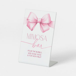 Sie bindet die Knot Pink Ribbon Bridal Mimosa Bar Sockelschild