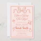 Sie bindet die Knot-Retro-Pfirsich Whimsical Brida Einladung (Vorderseite)