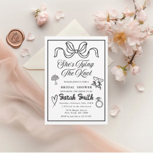 Sie bindet die Knot Retro schwarz Whimsical Bridal Einladung