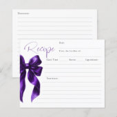 Sie bindet die Lila Bow Bridal-Rezept-Karte (Vorne/Hinten)