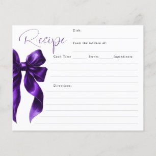 Sie bindet die Lila Bow Bridal-Rezept-Karte