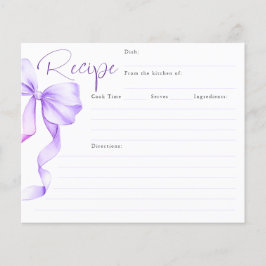 Sie bindet die Lila Bow Bridal-Rezept-Karte