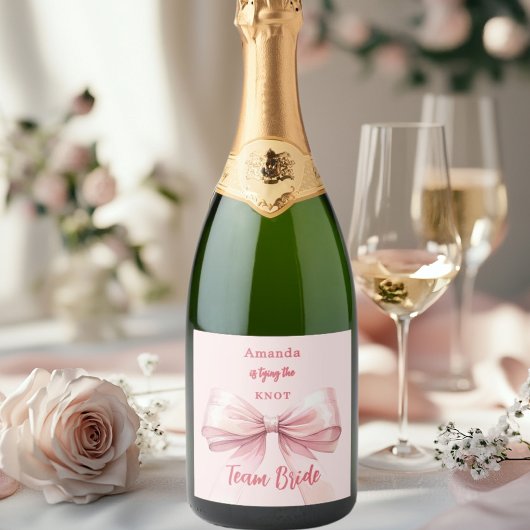 Sie bindet die Rosa-Bug-Mannschaft Bride Schaumweinetikett