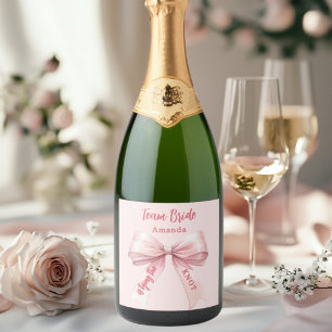 Sie bindet die Rosa-Bug-Mannschaft Bride Schaumweinetikett