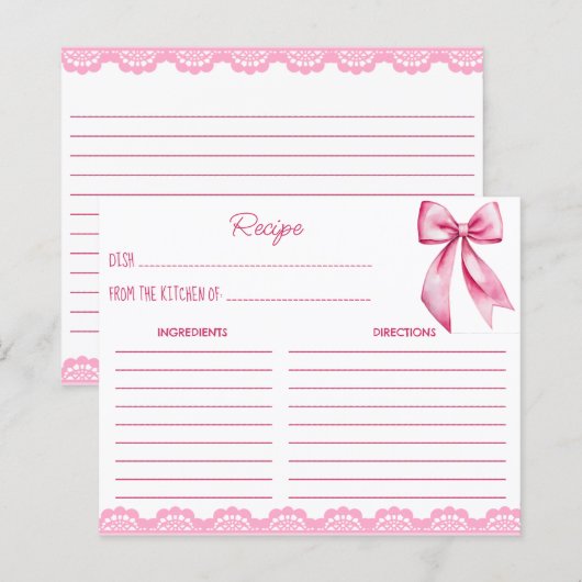 Sie bindet die Rosa-Bug-Rezeptkarte an (Vorne/Hinten)