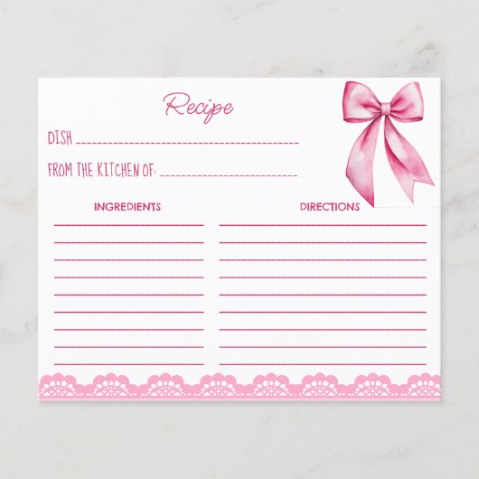 Sie bindet die Rosa-Bug-Rezeptkarte an (Vorderseite)