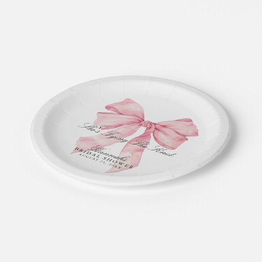 Sie bindet die Teller des Knot-Pink-Bow-Papiers (Schrägansicht)