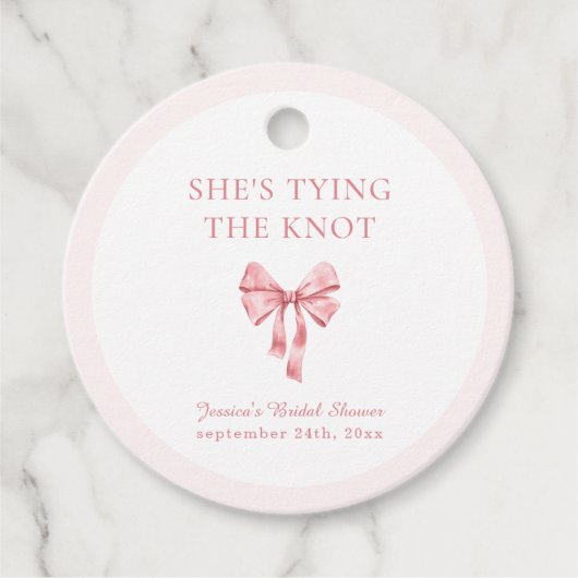 Sie bindet die weich rosa Dusche der Knöchel an Geschenkanhänger (Vorderseite)