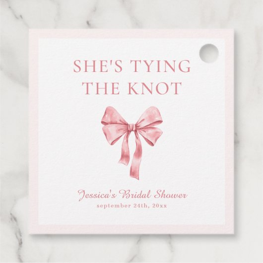 Sie bindet die weich rosa Dusche der Knöchel an Geschenkanhänger (Rückseite)