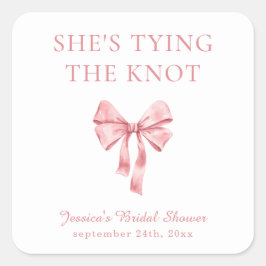 Sie bindet die weich rosa Dusche der Knöchel an Quadratischer Aufkleber