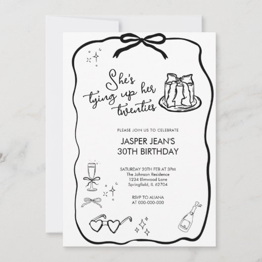 Sie bindet ihren zwanzigsten Bow zum 30. Geburtsta Einladung (Vorderseite)