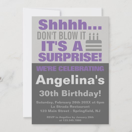 Sie bläst es nicht, es ist eine Überraschungsgebur Einladung (Vorderseite)