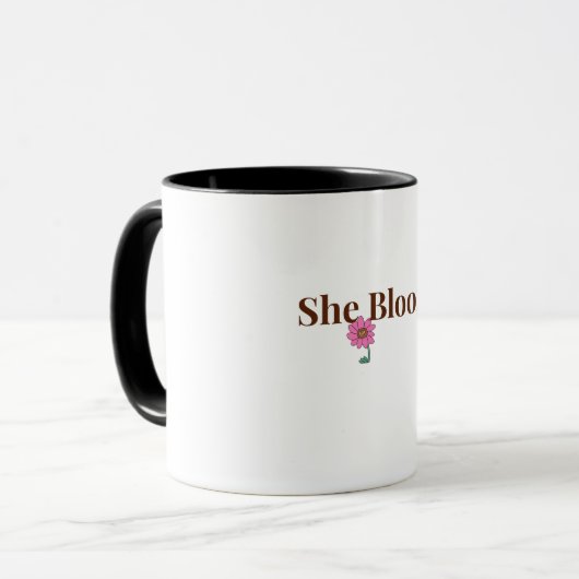 Sie blüht feminine inspirierende Kaffeetasse   (Vorderseite Links)