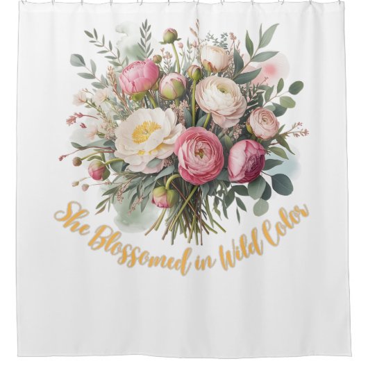 Sie blühte in freier Farbe Duschvorhang (Vorderseite)