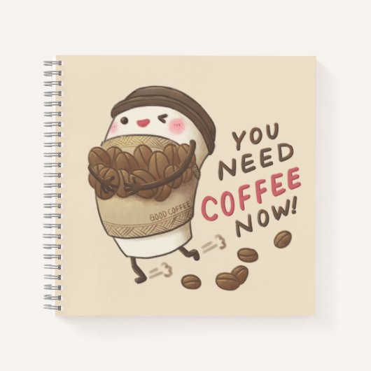 Sie brauchen jetzt Kaffee Illustration Notizblock (Vorderseite)