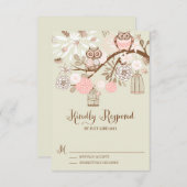 Sie brauchen Liebe Pink Owls RSVP Card (Vorne/Hinten)