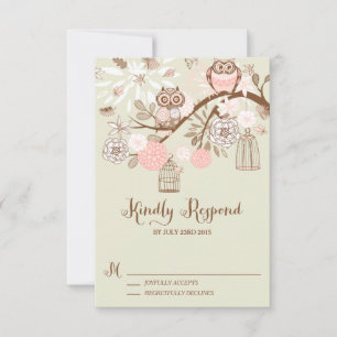 Sie brauchen Liebe Pink Owls RSVP Card Karte