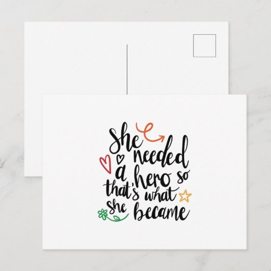 Sie brauchte einen Helden Postkarte (Vorne/Hinten)