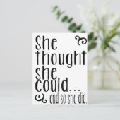 Sie dachte, sie könnte...und so tat sie es. postkarte (Stehend Vorderseite)