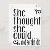 Sie dachte, sie könnte...und so tat sie es. postkarte (Vorne/Hinten)