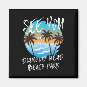 Sie Diamond-head-beach-park Retro Vintage Oahu Magnet