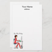 Sie, die Briefpapier/Rot schreibt+brünett Briefpapier (Vorne/Hinten)