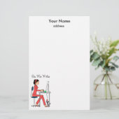 Sie, die Briefpapier/Rot schreibt+brünett Briefpapier (Stehend Vorderseite)