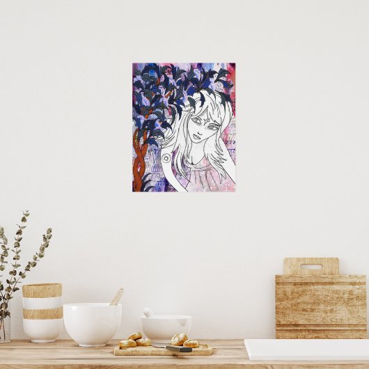 Sie, die durch den Weltraum reist von Meghan Oona Poster (Küche)