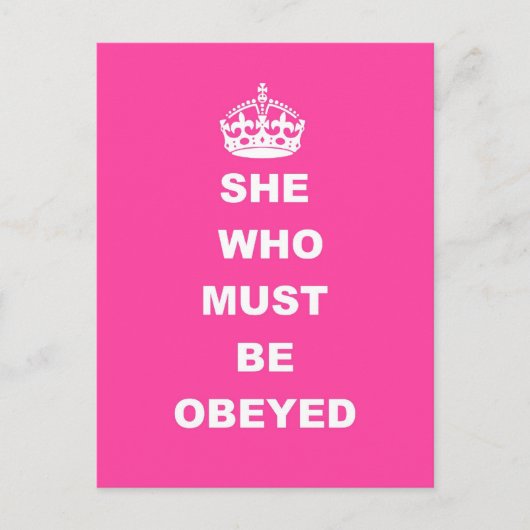 Sie, die gehorcht werden muss postkarte (Vorderseite)