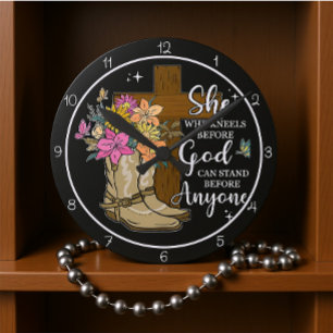Sie, die vor Gott kniet Design Runde Wanduhr