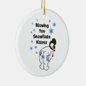 Sie durchbrennend, küsst Schneeflocke Verzierung Keramik Ornament (Rechts)