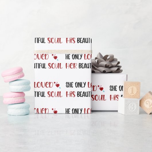 Sie/er liebte nur sein/ihr schönes Soul Weiß Geschenkpapier (Babyparty)