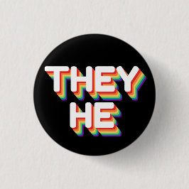 Sie/Er Pronouns Rainbow 3D Retro Button