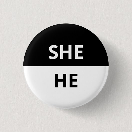 Sie/Er pronouns Schwarz/Weiß-Abzeichen Button (Vorderseite)
