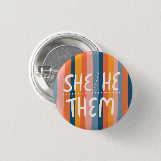 SIE/ER/SIE Pronouns farbenfrohe handsignierte Stre Button (Vorne & Hinten)