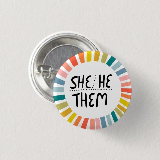 SIE/ER/SIE Pronouns Rainbow Handlettered Pride Button (Vorne & Hinten)