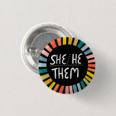 SIE/ER/SIE Pronouns Rainbow Handlettered Pride Button (Vorne & Hinten)