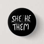 Sie/ER/THEM Pronouns Pride Handschrift Minimal Button (Vorderseite)