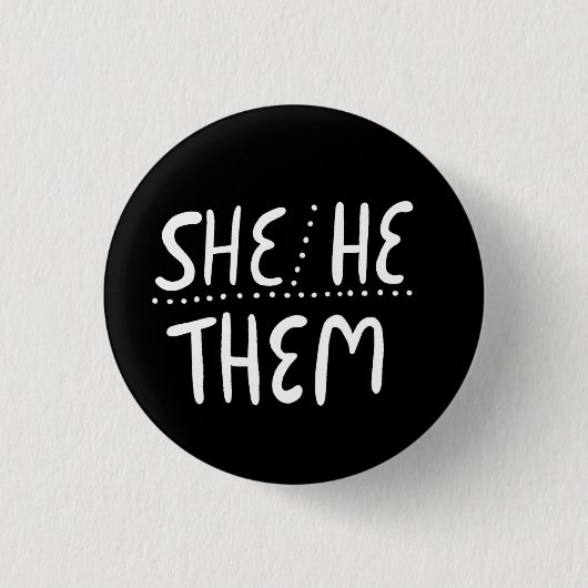 Sie/ER/THEM Pronouns Pride Handschrift Minimal Button (Vorderseite)