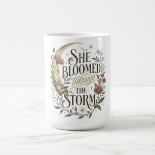 Sie erblühte durch den Sturm Floral Mond Inspirat Kaffeetasse